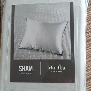 New Martha Stewart Silky Satin Pillow Sham Grey